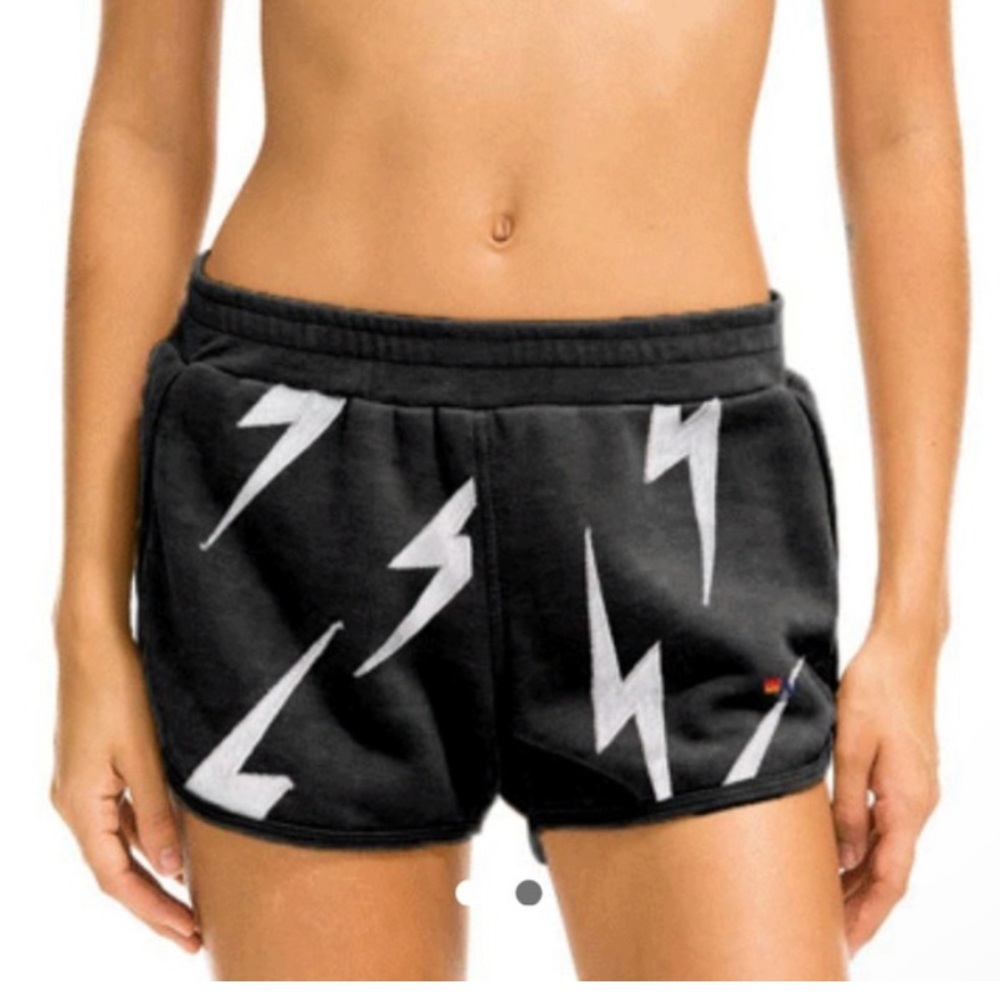 AVIATOR NATION Women's Black and White Sweat Shorts